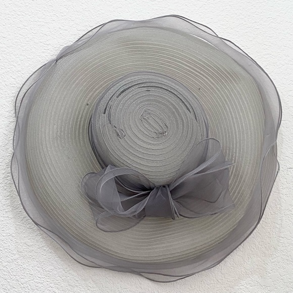 Vintage GIOVANNIO NY “Truly” Gray Wide Brim Dress Hat Derby Fascinator Hat main image 12